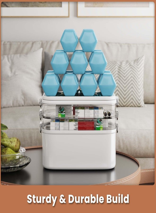 ان اي هوم صندوق تخزين الأدوية NiHome Home & Travel ذو 4 طبقات مع حافظة حبوب محمولة، وأقسام متينة قابلة للتعديل، وغطاء مقاوم للرطوبة، ومقابض آمنة لتنظيم الحبوب والفيتامينات والمكملات الغذائية (أبيض) - Image 5